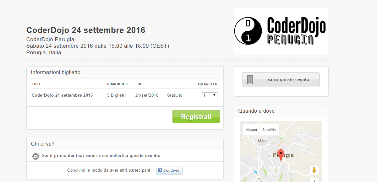 Disponibili da oggi i biglietti per il CoderDojo del 24 settembre 2016